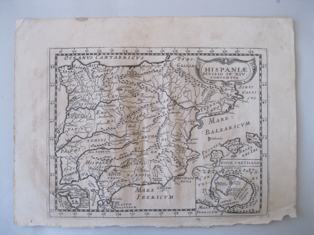 Mapa de España y Portugal antiguos, 1648. Philippe Briet